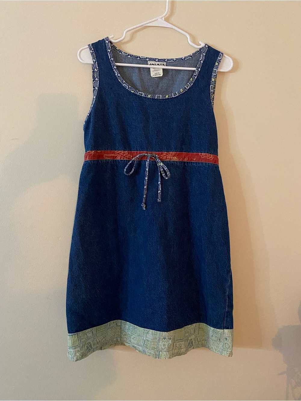 Vintage Jalate Navy Denim Mini dress  with Red Waistband